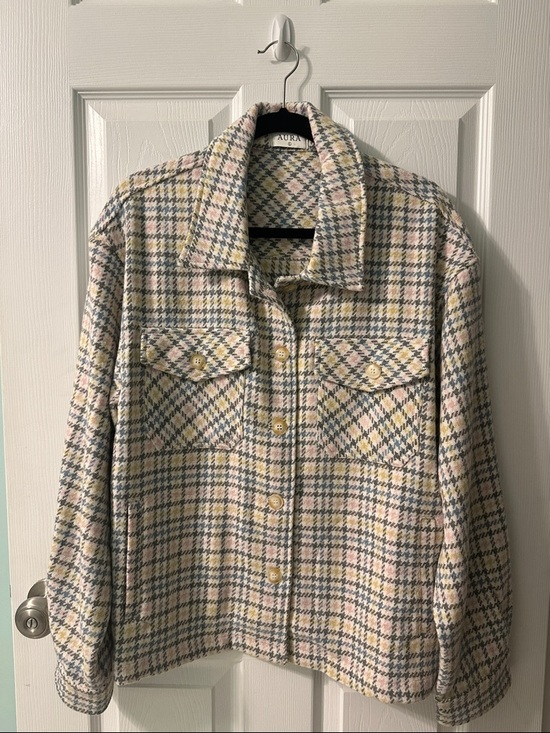 Aura Jackets & Blazers - Pastel Plaid Shacket - Pink, Blue & Cream